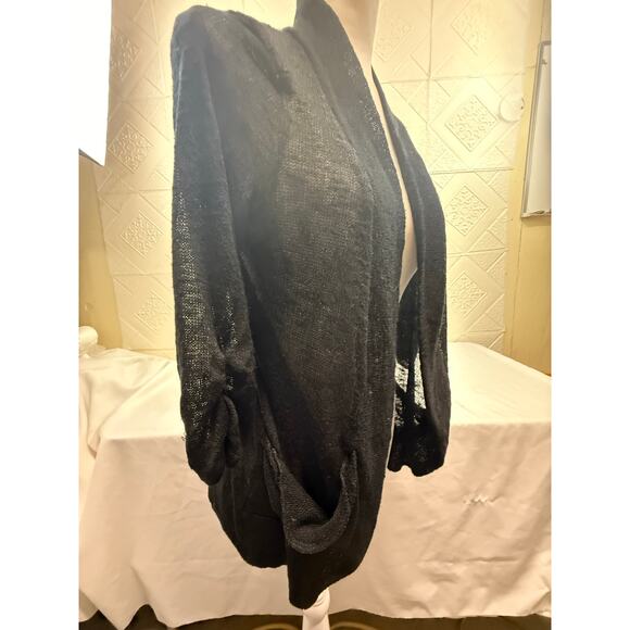 Vanity Large Black sweater open front lightweight Made USA 50% rayon polyester - Picture 8 of 9